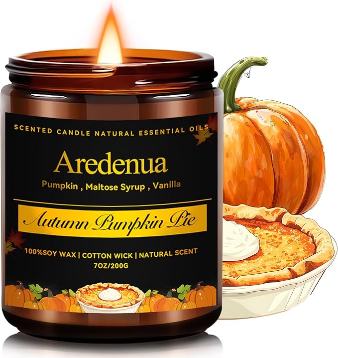 Pumpkin Pie Candle - Fall Scented Candles for Autumn, Hoilday Pumpkin Candle - 7 OZ Soy Candles for Home Scented - Fall & Winter/Thanksgiving Christmas Gifts for Women Men - Bloomnest