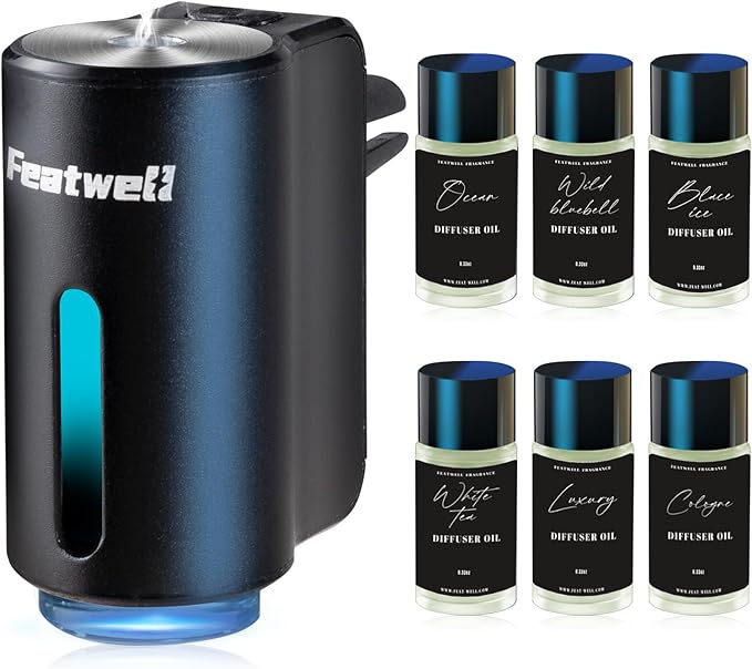 Featwell Car Air Freshener, Three Adjustable Modes Intelligent Car Aroma Diffuser, Rechargeable Car Aroma Diffuser, Black - Bloomnest