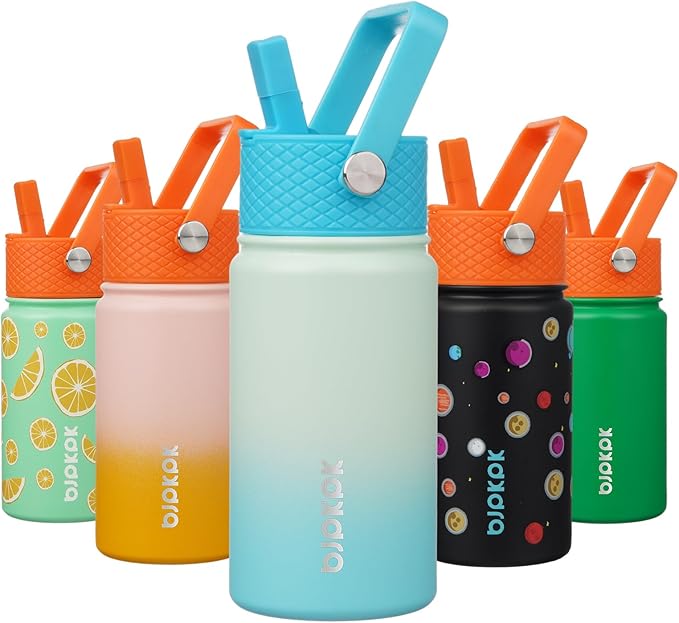 BJPKPK Insulated Water Bottle with Straw Lid, 15 oz Stainless Steel Metal Water Bottles, Reusable Leak Proof BPA Free Thermo, Flask, Cups - Mint - Bloomnest