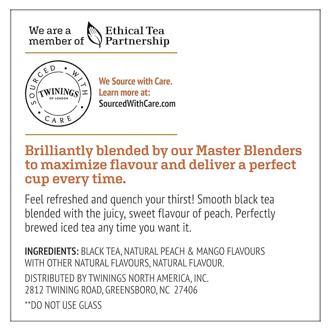 Twinings Brew Over Ice Unsweetened Peach Black Iced Tea K-Cup Pods for Keurig, 24 Count (Pack of 1), Caffeinated - Bloomnest