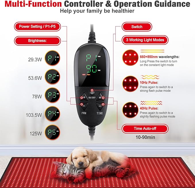Red Light Therapy Mat for Body, 71"x 31" Red Light Therapy Blanket Red Near Infrared 660nm 850nm Full Body Pad, 1280 LEDs Infrared Light Therapy for Body for Pain Relief, Improved Sleep GMOWNW