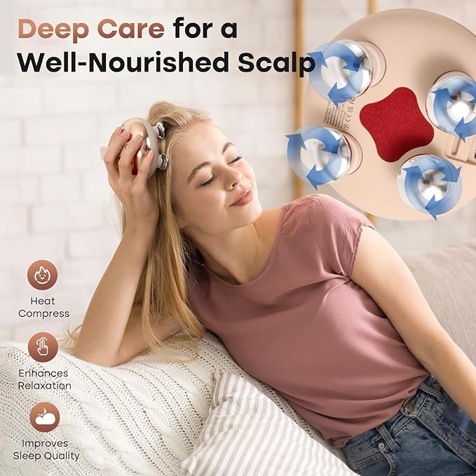 arboleaf Heated Scalp Massager Head Massager Scalp Stress Relax Hair Massager with Heat Cordless Kneading Massage Cat Massager, Gift for Mom Dad arboleaf