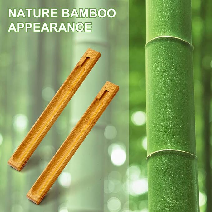 2 Pieces Bamboo Wood Incense Holder for Sticks with Adjustable Angle, Incense Burner with Ash Catcher, 9.8 Inches - Bloomnest