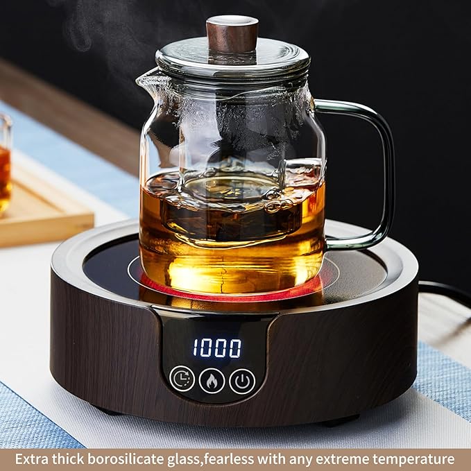 34OZ Glass Teapot with Infuser 1000ML, Borosilicate Glass Tea Pot with Detachable Glass Tea Kettle Tea Infuser, Loose Leaf, Blooming Tea - Bloomnest