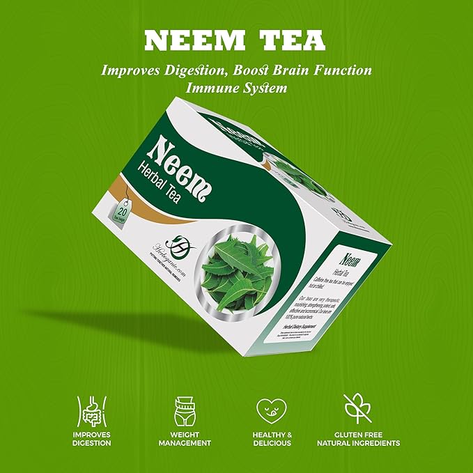 HERBOGANIC Neem Herbal Tea - Digestion Support and Immune Boost | Refreshing and Delicious Blend | Natural Ingredients | 20 Tea Bags - Bloomnest