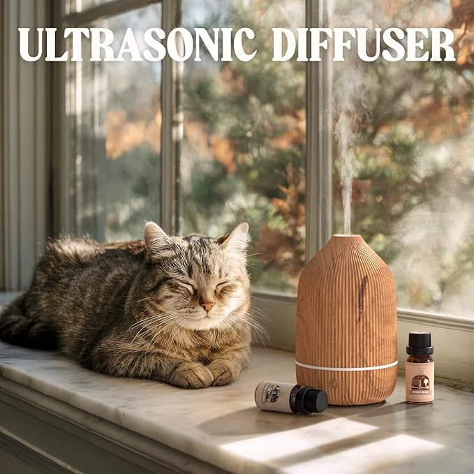 Essential Oil Diffuser, 100ml Aromatherapy Diffuser, Mini Ultrasonic Diffuser for Essential Oil, Home, Office, Cool Mist Humidifier with 7 Led Light, Auto Shut-Off, Wood Grain - Bloomnest