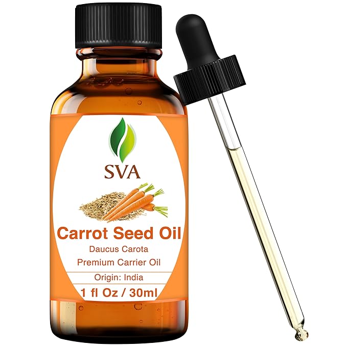 SVA Carrot Seed Oil - 1 Fl Oz – 100% Natural Cold Pressed Carrot Oil - for Face, Skin Care, Hair Care, Scalp Massage & Body Massage – Carrier Oil with Dropper - Bloomnest