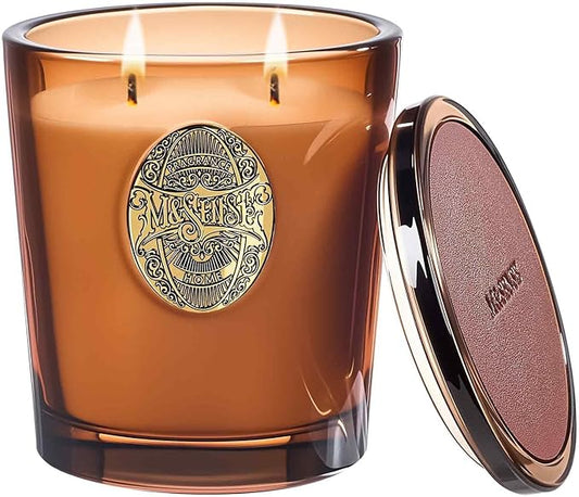 M&SENSE Large Two-Wick Soy Candle | Espresso Hot Fudge & Brown| 19.8 oz, 120H Burn Time | Luxury Scented Candle for Relaxation, Gifting, Home Décor | Ideal for Bedroom, Office, Party Ambiance - Bloomnest