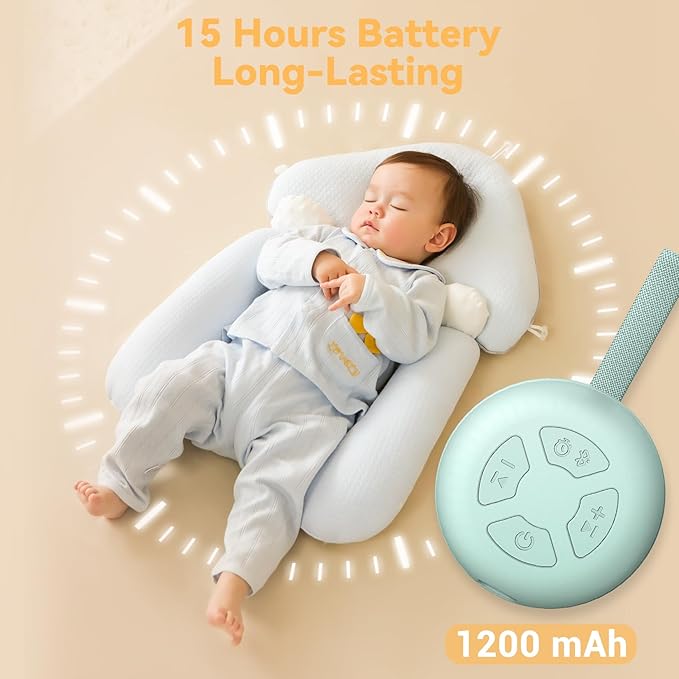 Portable Sound Machine for Baby | White Noise | 12 Soothing Sounds | Noise Canceling for Travel, Office, Nursery | Baby Shower | Registry Gift | Sleep Soother for Babies Kids Adults | Mint - Bloomnest