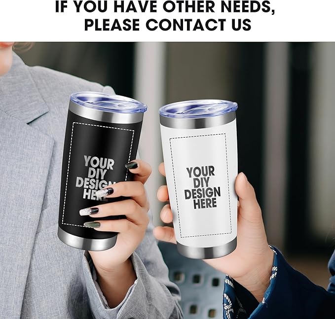 Personalized Custom Tumbler Print in USA 100 Pcs 20oz Stainless Steel Coffee Cup with Lid & Straw Double Wall Insulated Tumbler with Colorful Text Logo Photo - Bloomnest
