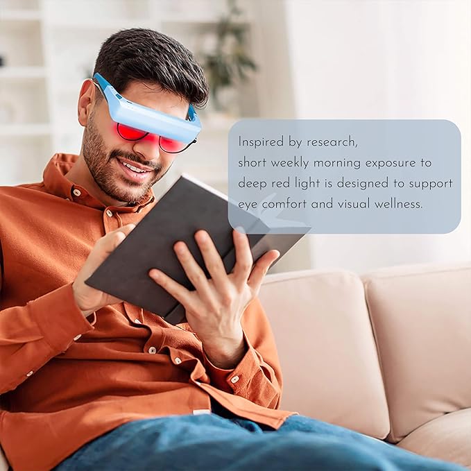 Red Light Therapy Glasses 670nm - Supports Eye Comfort & Visual Wellness, Wearable Red Light Therapy Glasses - UV-Free LED Light, Helps Relieve Eye Fatigue (Red Light) Lukirch
