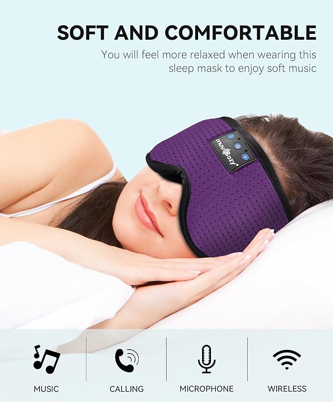 MUSICOZY Sleep Headphones Bluetooth Sleep Eye Mask for Sleeping Wireless Music Sleeping Headphones Headband Eye Mask Sleep Earbuds for Side Sleepers Men Women with Speakers Cool Tech Gadgets - Bloomnest