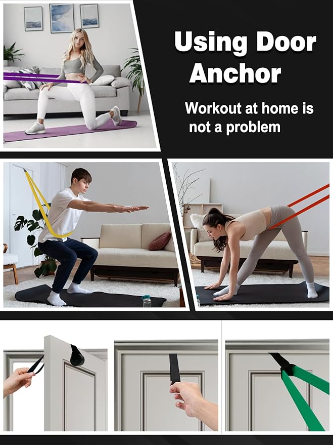 Resistance Bands Set for Pull Up Assistance, Exercise Workout Bands Set with Handles and Door Anchor, Elastic Band for Working Out, Body Stretching, Muscle Training, Men & Women - Bloomnest