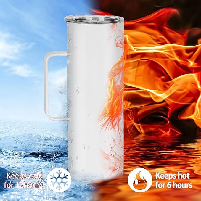 4 Pack 20 oz Sublimation Blank Tumbler with Handle and Straw Stainless Steel Double Vacuum Insulation Skinny Mug Heat Press Transfer Printing DIY Cups - Bloomnest