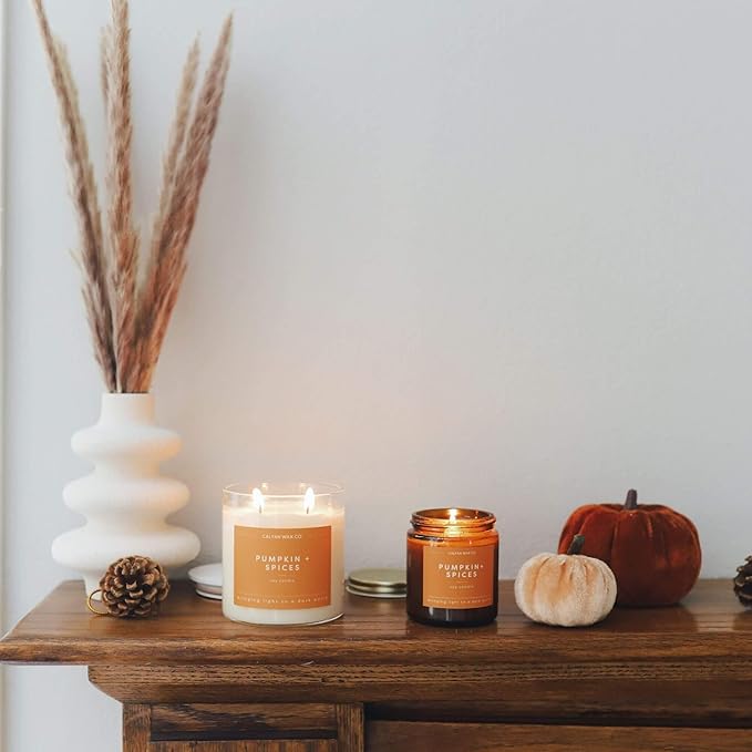 Calyan Wax Co. 2 Wick Candle, Pumpkin + Spices Scented Candle, 37 Hour Burn Time, Aromatherapy Soy Candles, Non Toxic & Vegan Soy Wax, Glass Tumbler Scented Candles, 12.5oz - Bloomnest