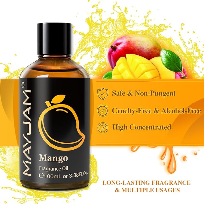 MAYJAM 100ML/3.38FL.OZ Mango Fragrance Oils with Glass Dropper, Essential Oils for Diffusers for Home, Long Lasting Scented Oils for Diffusers Soap Candle Making - Bloomnest