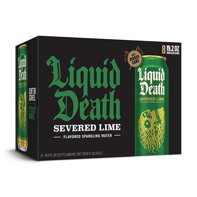 Liquid Death, Severed Lime, Lime-Flavored Sparkling Water, 8-Pack (19.2oz Cans), Low Calorie & No Artificial Sweeteners - Bloomnest
