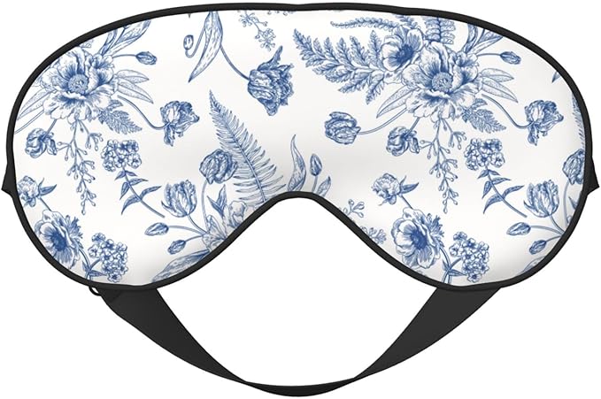 Vintage Blue Floral Peony Sleeping Eye Mask Eye Mask for Sleeping Soft Comfort Eye Shade Blackout Eye Cover for Deep Rest Travel Nap Meditation - Bloomnest