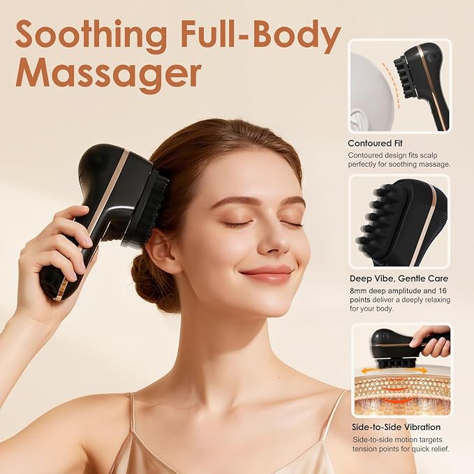 Electric Scalp Massager for Full-Body Relaxation - Cordless Handheld Head Massager with 5-Speed Deep Tissue Therapy & Fatigue Relief for Face, Arm, Shoulder & Body,Ideal for Home/Office Use YIXIUTEN