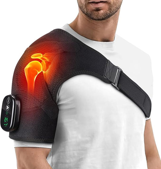 Cordless Shoulder Heating Pad, Heated Shoulder Wrap with Massage, Heated Shoulder Brace, Shoulder Massager for Men Women - Bloomnest