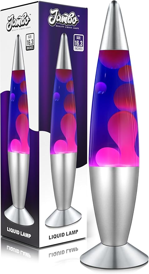 JAMBO 16" Beautiful Liquid Lamp- Blue with Purple Wax, Relaxing Magma Light, Night Light Nightlight, Home Decor Living Room Office Bedroom Lamp for Adults Teens Kids - Bloomnest