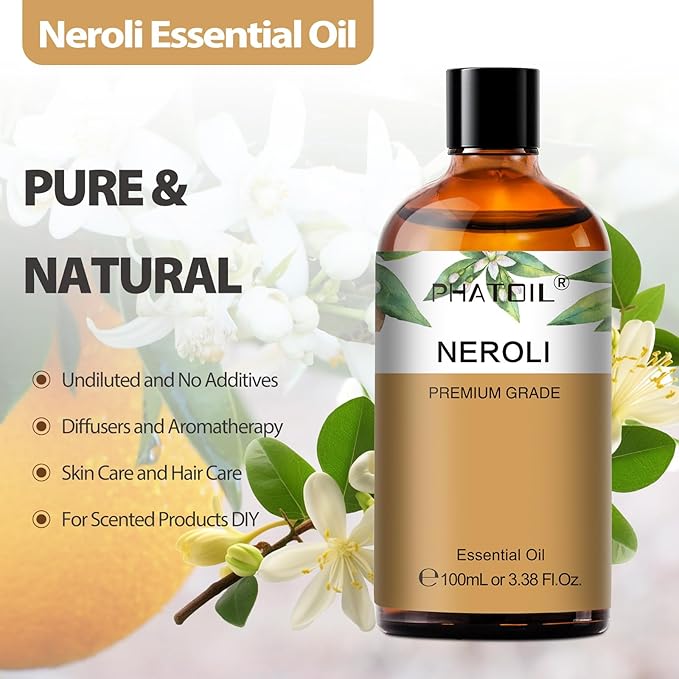 PHATOIL Neroli Essential Oil - Pure Aromatherapy Oil for Natural Skin Care, Home Freshening, DIY Candle & Soap Making 3.38 Fl Oz - Bloomnest