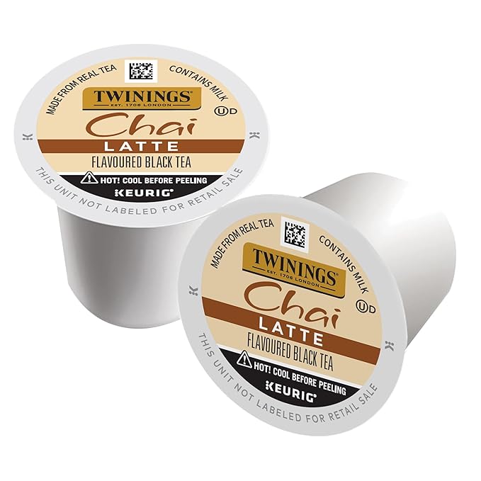 Twinings Chai Latte Black Tea K-Cup Pods for Keurig, 22 Count (Pack of 1), Creamy, Slightly Sweet, Less Sugar, Caffeinated, Enjoy Hot or Iced - Bloomnest