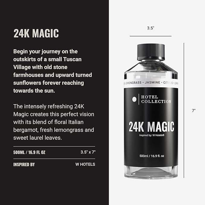 Hotel Collection Diffuser Oil - 24K Magic - Aromatherapy Essential Fragrance Oil - Citrus, Lemongrass, and Jasmine - 500mL 16.9 Fl oz - Bloomnest