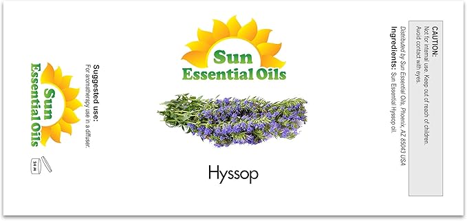 Sun Essential Oils Aromatherapy Pure Hyssop Essential Oil – 2 Fluid Ounces - Bloomnest