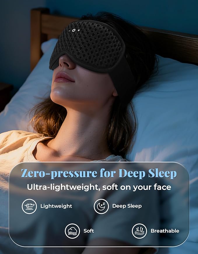 Adjustable 3D Contoured Sleep Mask with Bluetooth Headphones, Eye Masks for Sleeping, Wireless Sleeping Headphones for Men, Women, Cool Gadget Gift - Bloomnest