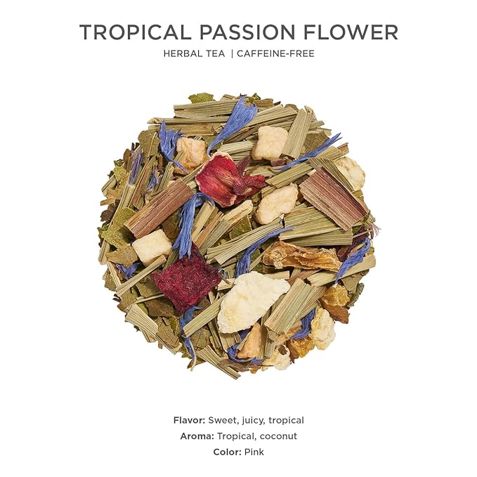 Tea Forte Tropical Passion Flower Premium Loose Leaf Caffeine-Free Herbal Tea Blend Canister, Makes 35-50 Cups - Bloomnest