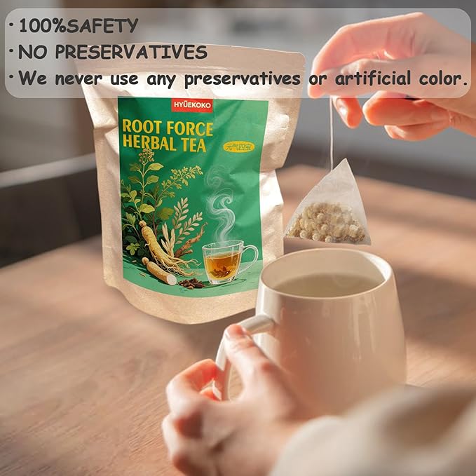 40 Bags Root Force Herbal Energy Tea, Caffeine-Free Natural Ingredients Herbal Tea Bags, No Additives, Kidneys & Liver Health Tea for Men & Women - Bloomnest