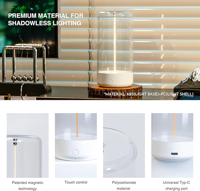 AUGE LIGHT Mini Minimalist Table Lamp Cordless LED Desk Lamp Rechargeable Modern Night Lights Portable Nightstand Lamps Unique Ambient Light Mood Lighting for Bedroom, Beside, Nursery - Bloomnest