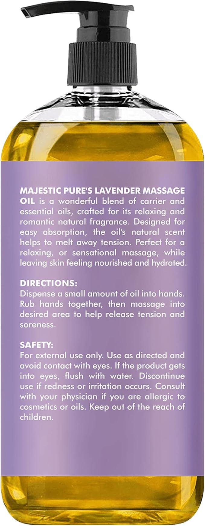 MAJESTIC PURE Lavender Massage Oil for Massage Therapy - Refreshing, and Relaxing - Natural Oils with Lavender Essential Oil - for All Skin Types - Men and Women - 8 fl oz - Bloomnest