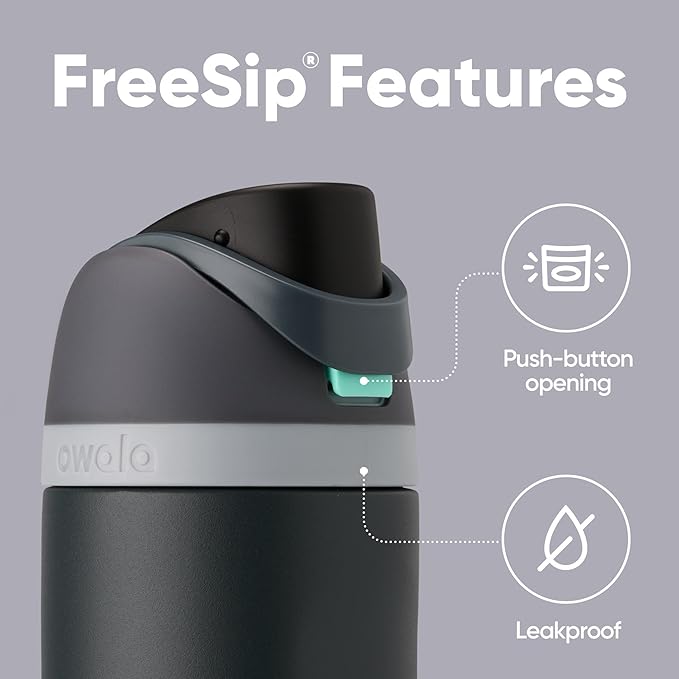 Owala FreeSip Insulated Stainless Steel Water Bottle with Straw for Sports and Travel, BPA-Free, 24oz, Foggy Tide Owala
