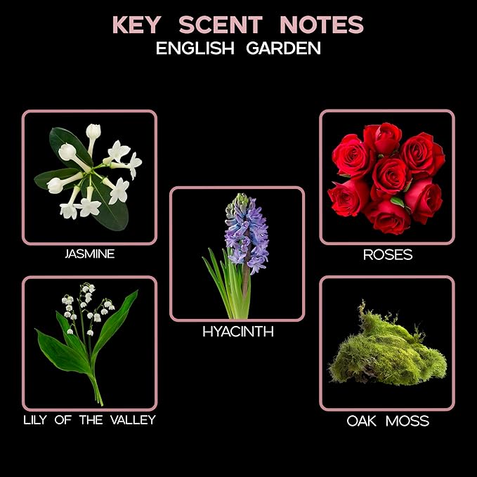 LOVSPA Reed Diffuser Set, English Garden Scented Oil Diffuser with Sticks, Home Fragrance Accessories for Bathroom Shelf Decor, Aroma Diffusers for Home or Office Desk, USA Made