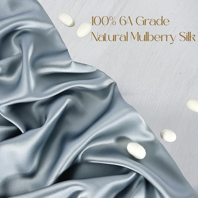 ZIMASILK 100% Pure Mulberry Silk Pillowcase for Hair and Skin,with Hidden Zipper,Both Side 19 Momme Silk,600 Thread Count, 1pc (Standard 20''x26'', Dusty Blue) - Bloomnest