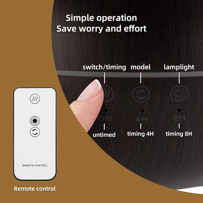 Essential Oil Diffuser 250ML,Jellyfish Diffuser Air Humidifiers Sound Pickup Ultrasonic Aromatherapy Diffuser Remote Control 7 Color Lights for Home Bedroom Office Hotel (Brown Color) - Bloomnest