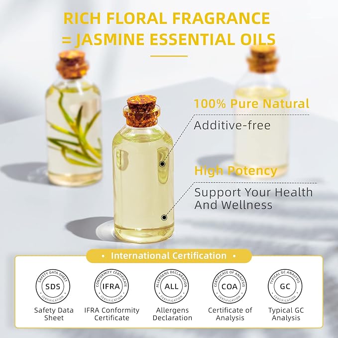 HIQILI 16 Fl Oz Jasmine Essential Oil, 100% Pure Natural for Diffuser, Hair, Skin, Perfume Making - 500ML - Bloomnest