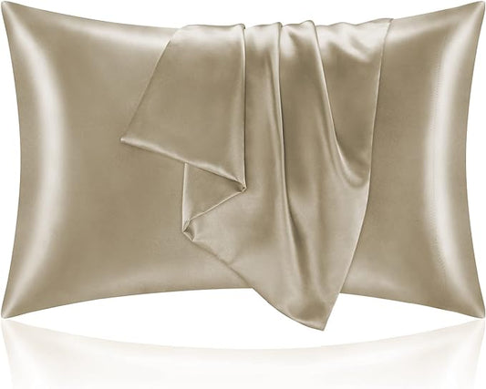 BEDELITE Satin Pillowcase for Hair and Skin, Super Soft and Cooling Similar to Silk Pillow Cases 2 Pack with Envelope Closure, Gift for Women Men(20"x30" Queen Size, Taupe) - Bloomnest