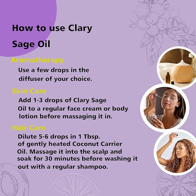 Clary Sage Essential Oil 1 oz-100% Pure & Undiluted Clary Sage Oil for Diffuser, Skin, Massage, DIY - Bloomnest
