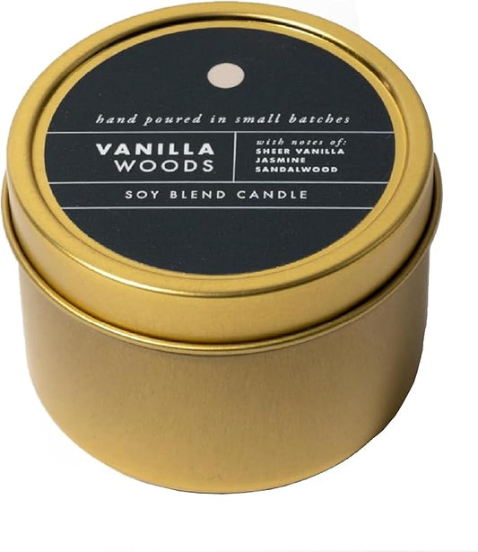 ScentAir Tin Candle - 3 oz. Soy Wax Blend Candle Hand Poured in Small Batches, Up to 20-Hour Burn Time, Seasonal Holiday Scent, Vanilla Woods - Bloomnest