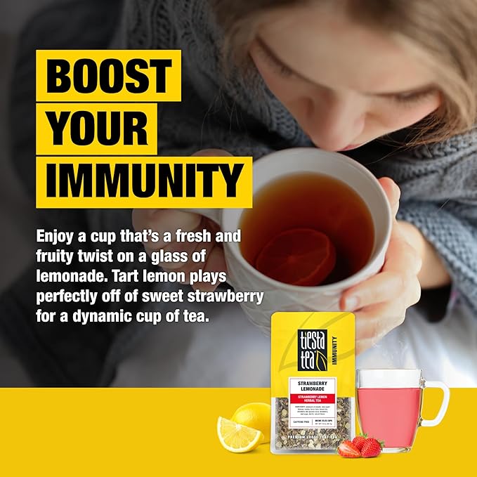 Tiesta Tea - Strawberry Lemonade, Loose Leaf, Strawberry Lemon Herbal Tea, Premium Non-Caffeinated Fruit Blend, Make Hot or Iced & Brews Up to 25 Cups, 2 Ounce Resealable Pouch - Bloomnest