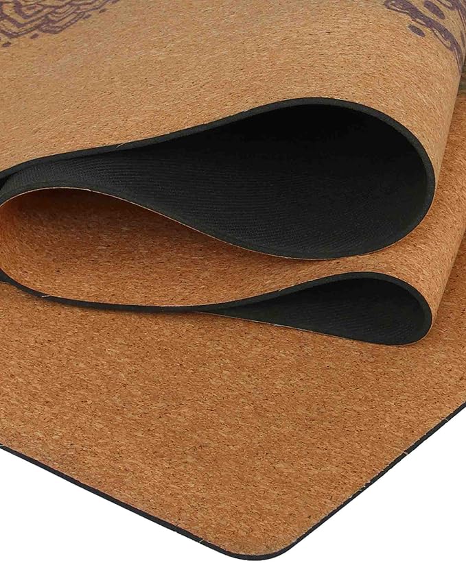 Shakti Warrior Chakra Cork Yoga Mat - Extra Long & Wide, Non Slip, Non Toxic, Great for Yoga, Pilates & Workout (84 x 27 x 2mm Thick) - Bloomnest