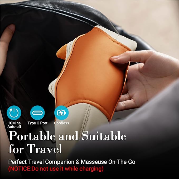 Shiatsu Neck Massager with Heat - Ideal Gift for Women,Men,Cordless 4D Expert Neck Shoulder Massage for Pain Relief,Upgarded Kneading Massager for Muscle Relaxation