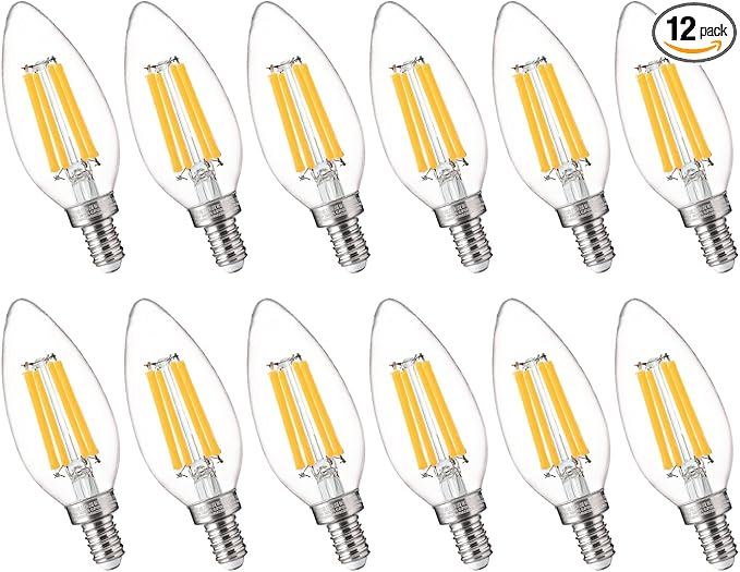 FLSNT 100W Equivalent LED Candelabra Bulbs, 800LM Dimmable B11 E12 LED Chandelier Light Bulbs, 5.5W, 3500K Netural White, 12 Pack - Bloomnest
