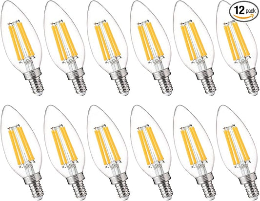 FLSNT 100W Equivalent LED Candelabra Bulbs, 800LM Dimmable B11 E12 LED Chandelier Light Bulbs, 5.5W, 3500K Netural White, 12 Pack - Bloomnest