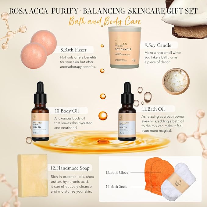 30 pcs Valentines Day Gifts for Women & Men, Hydrating Skin Care Set, Facial Kit at Home, Self Care Pamper Set, Birthday Gift, Spa Gift Baskets, Serum, Face Cream, Bath Bomb, Mothers Day, Christmas