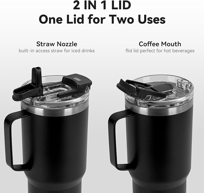 HASLE OUTFITTERS 30oz Tumbler With Handle, Insulated Travel Coffee Mug With Straw Leak-Proof Double Wall Stainless Steel Vacuum Tumblers Metal Cup with Straw for Hot and Cold Drink - Bloomnest