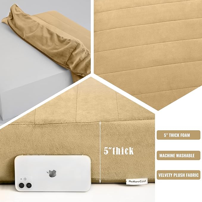 MeMoreCool Square Floor Pillow Seating for Adults Kids, Large Meditation Cushion Floor Pillow with Thick Foam & Soft Tufted Cover, Washable Big Pillow Seat Floor Cushion for Sitting Yoga 24" Khaki